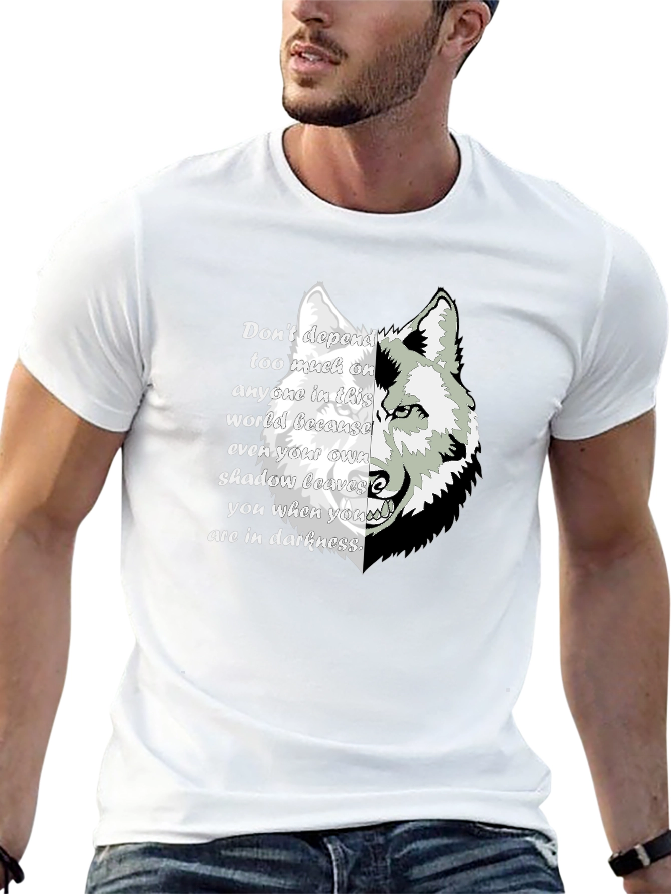 Wolf Shadow Graphic T-Shirt - Inspirational Quote Tee