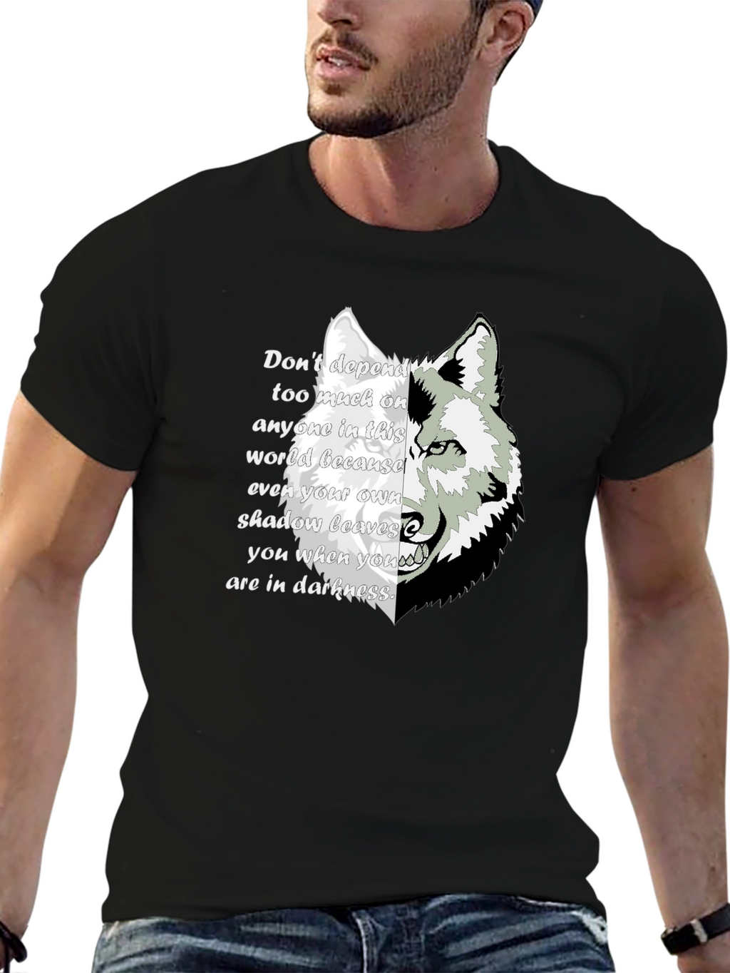 Wolf Shadow Graphic T-Shirt - Inspirational Quote Tee