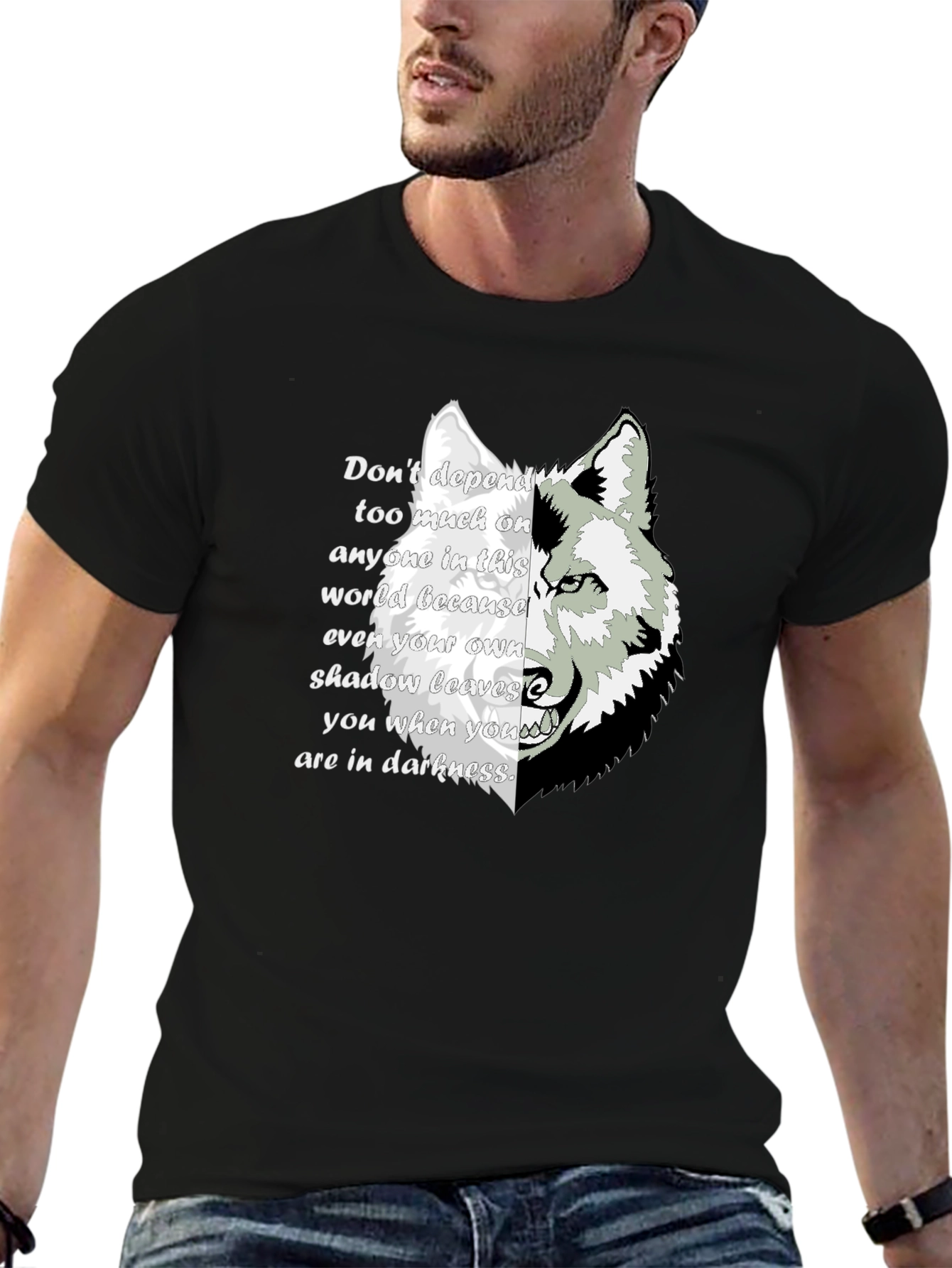 Wolf Shadow Graphic T-Shirt - Inspirational Quote Tee