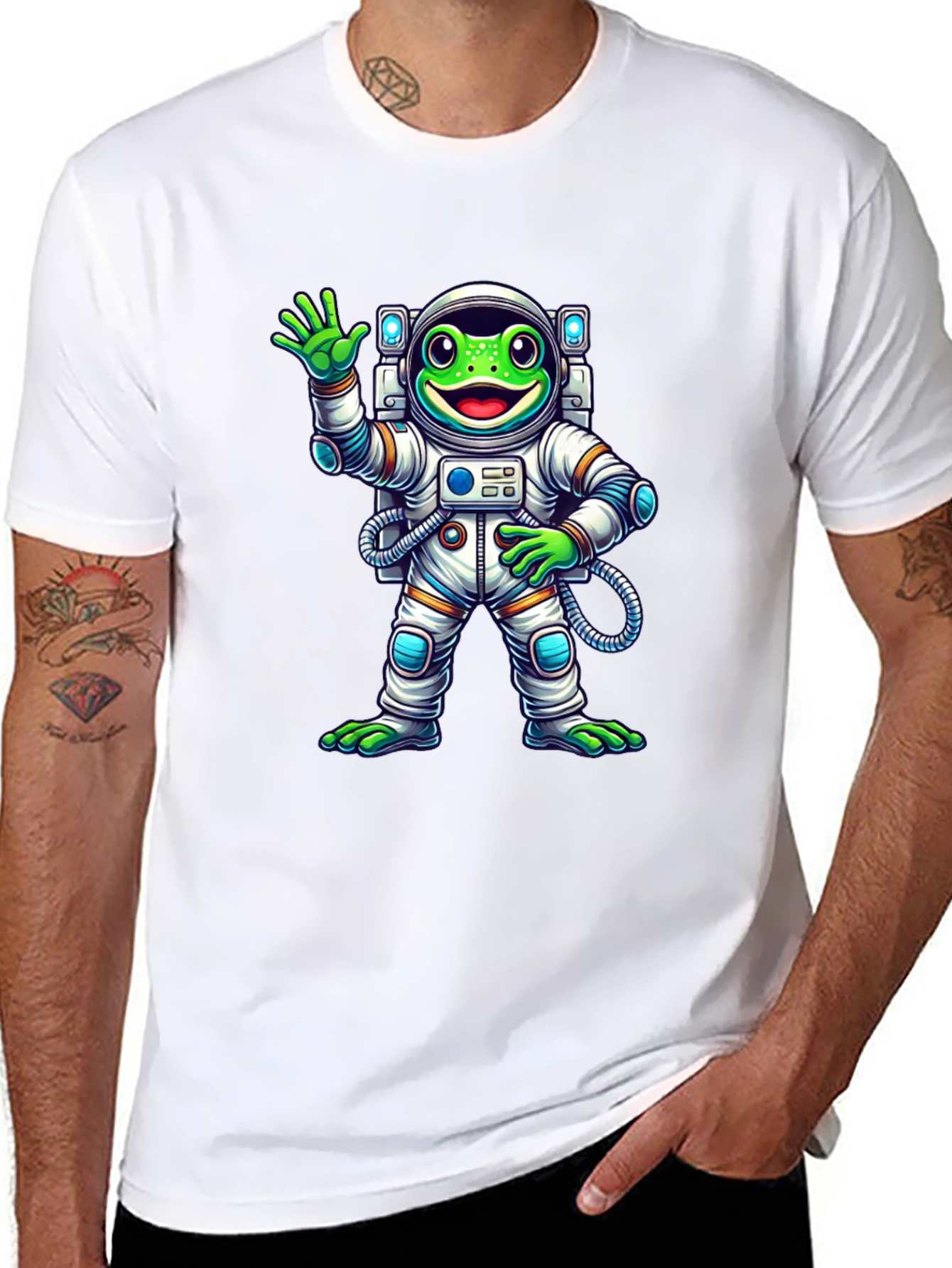 Astronaut Frog Graphic Tee - Cool Space Design