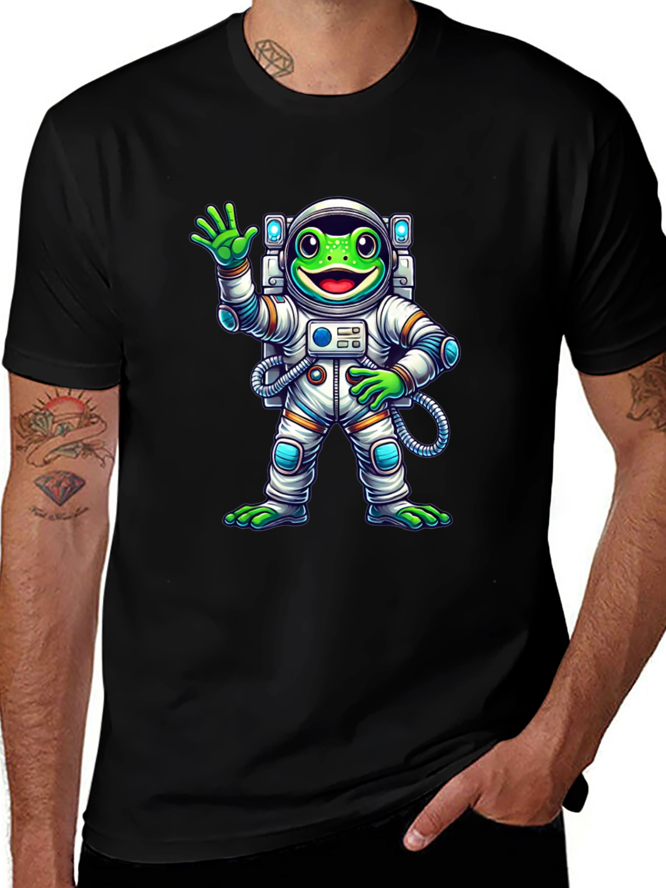 Astronaut Frog Graphic Tee - Cool Space Design