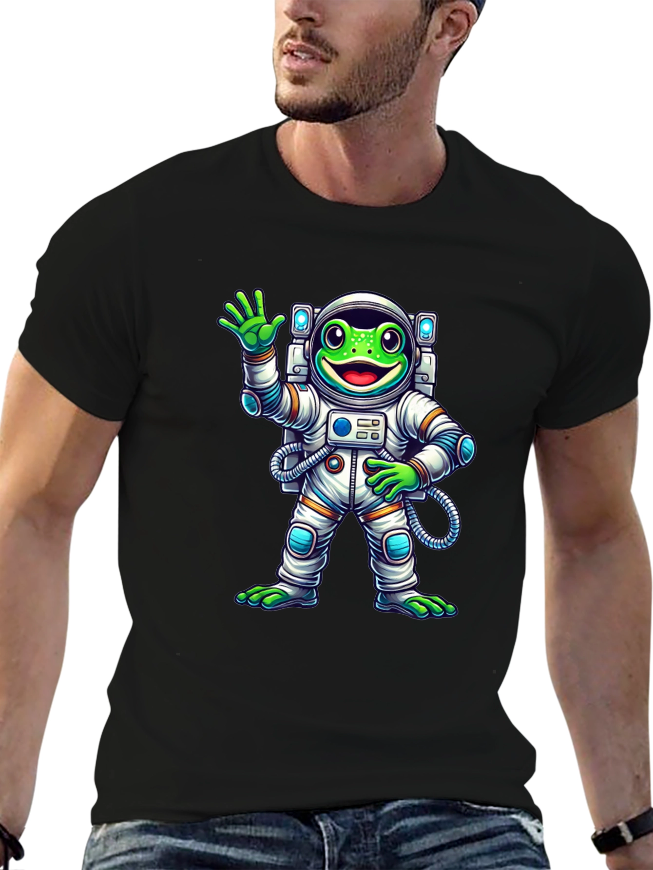 Astronaut Frog Graphic Tee - Cool Space Design