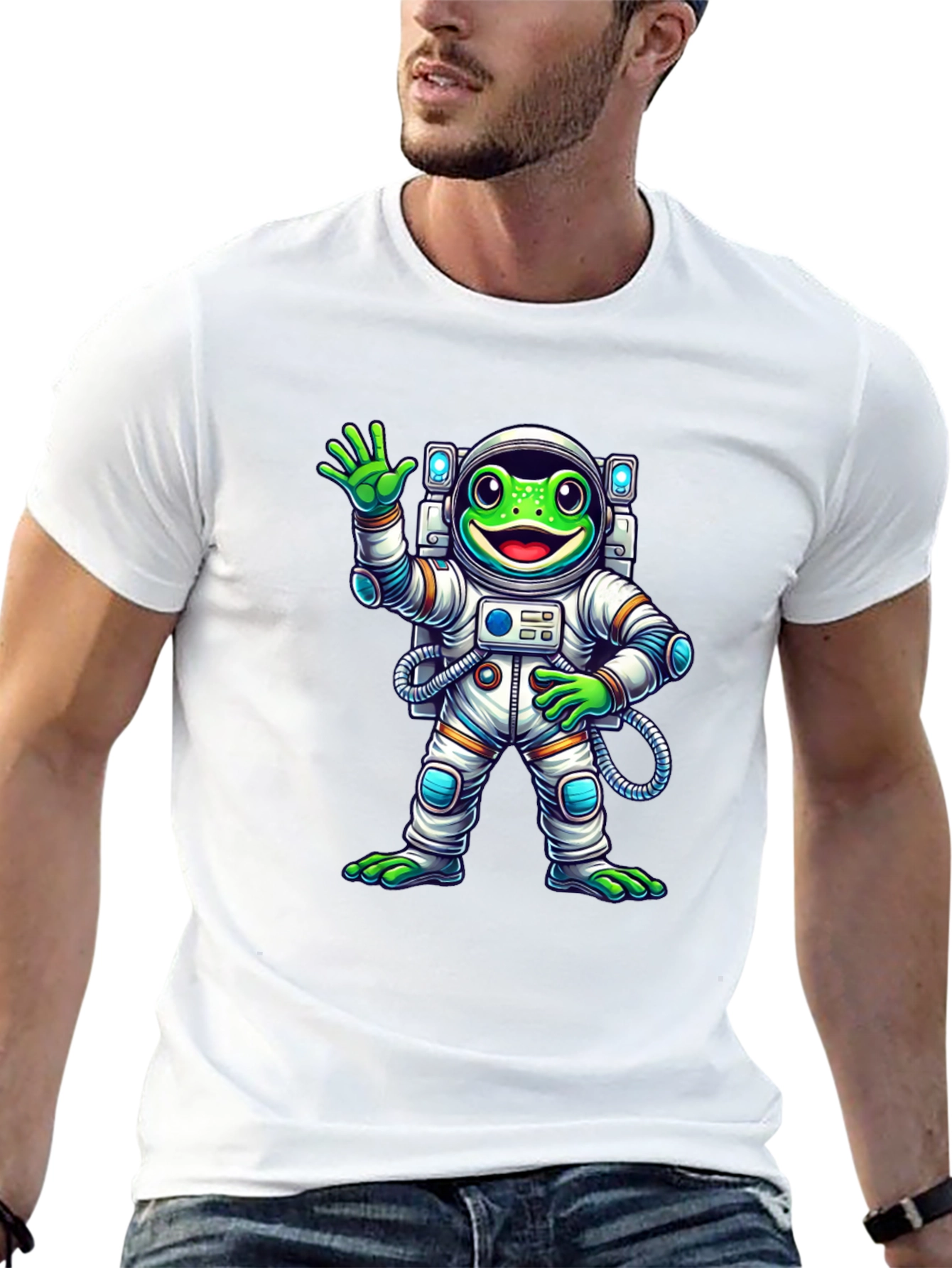 Astronaut Frog Graphic Tee - Cool Space Design