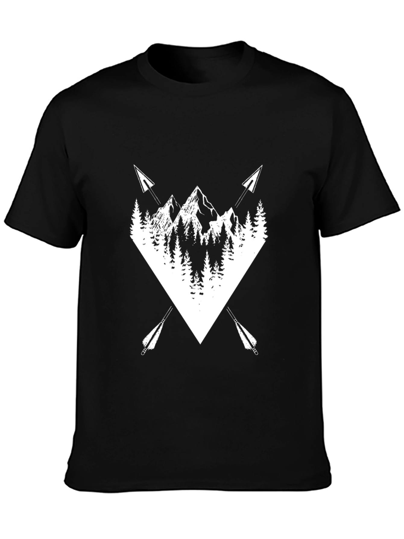 Mountain Arrow Graphic Tee - Black Cotton Blend