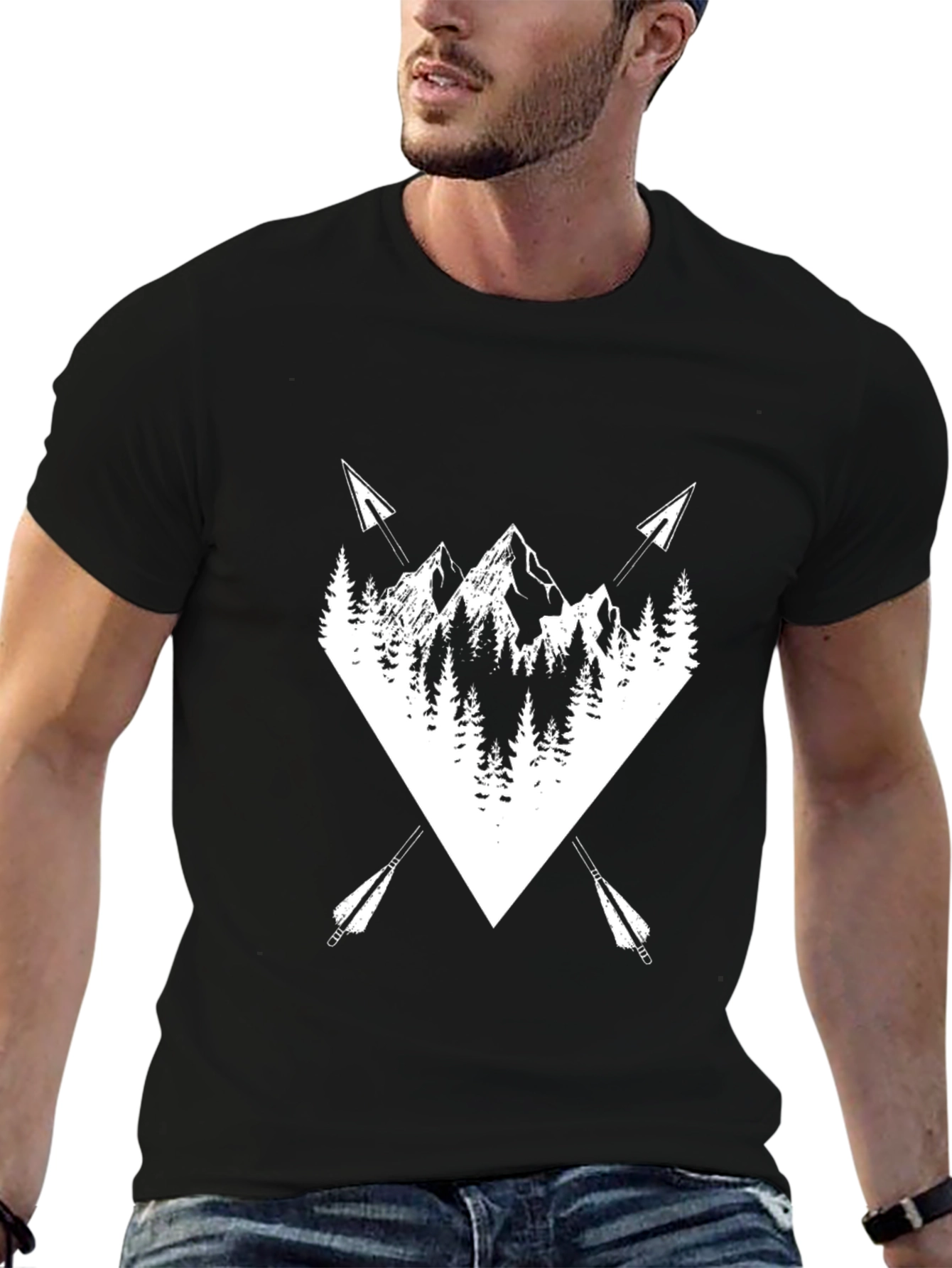Mountain Arrow Graphic Tee - Black Cotton Blend