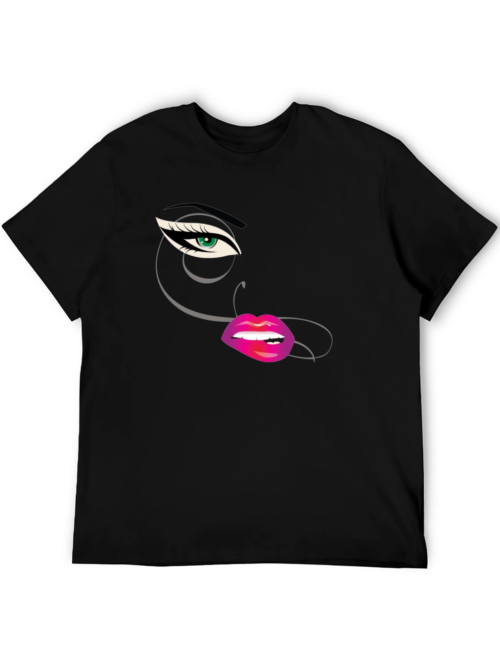 Eye & Lips Graphic Tee - Stylish Black T-Shirt