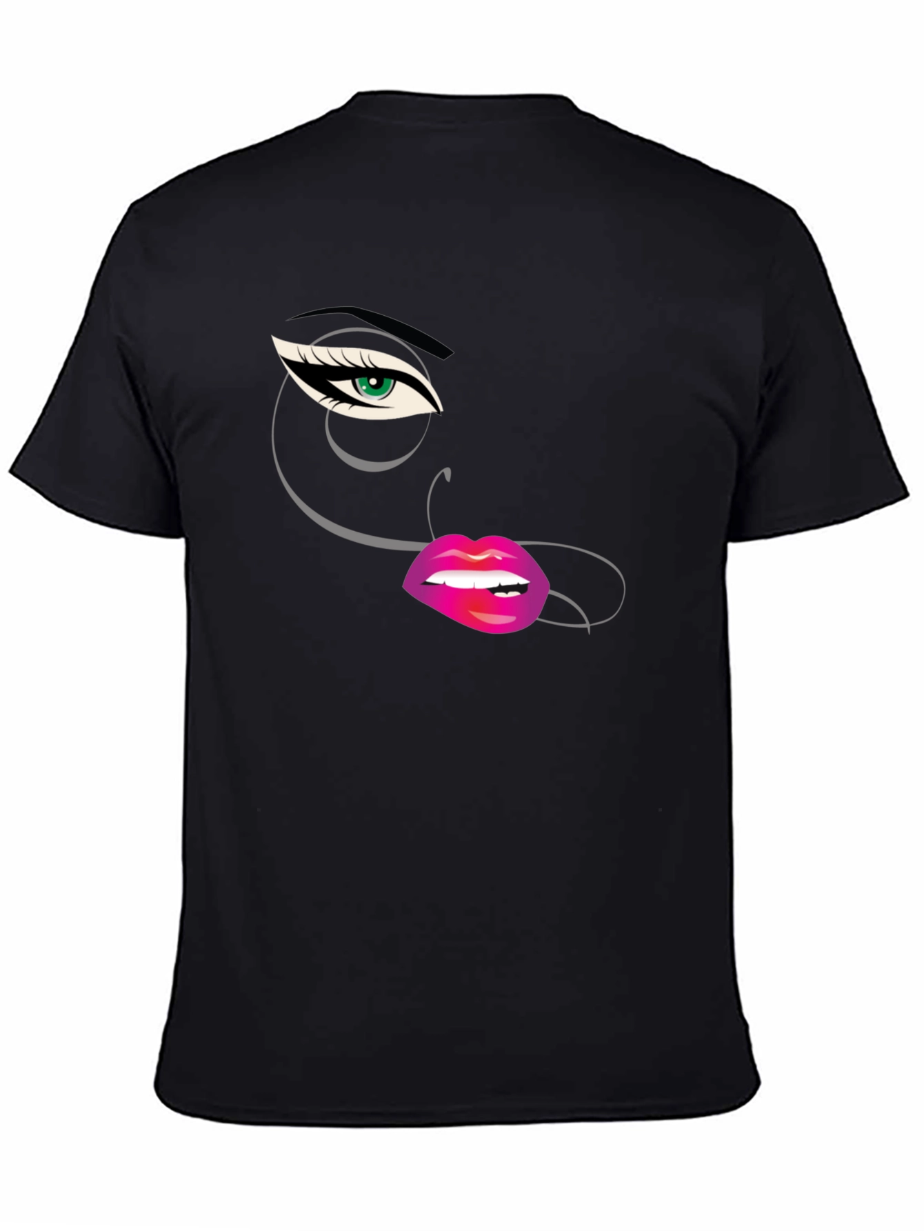 Eye & Lips Graphic Tee - Stylish Black T-Shirt