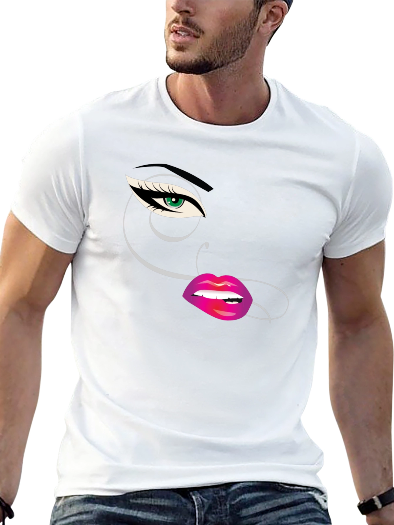 Eye & Lips Graphic Tee - Stylish Black T-Shirt