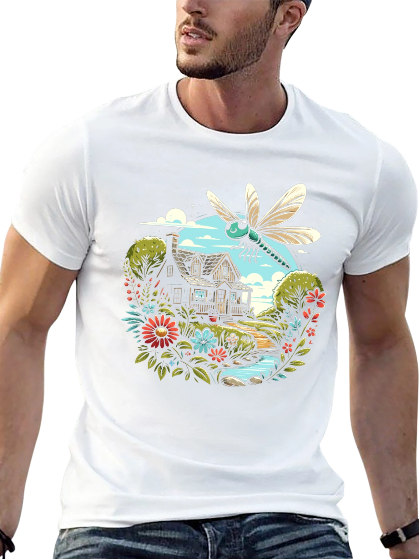 Nature Dragonfly Graphic Black Tee