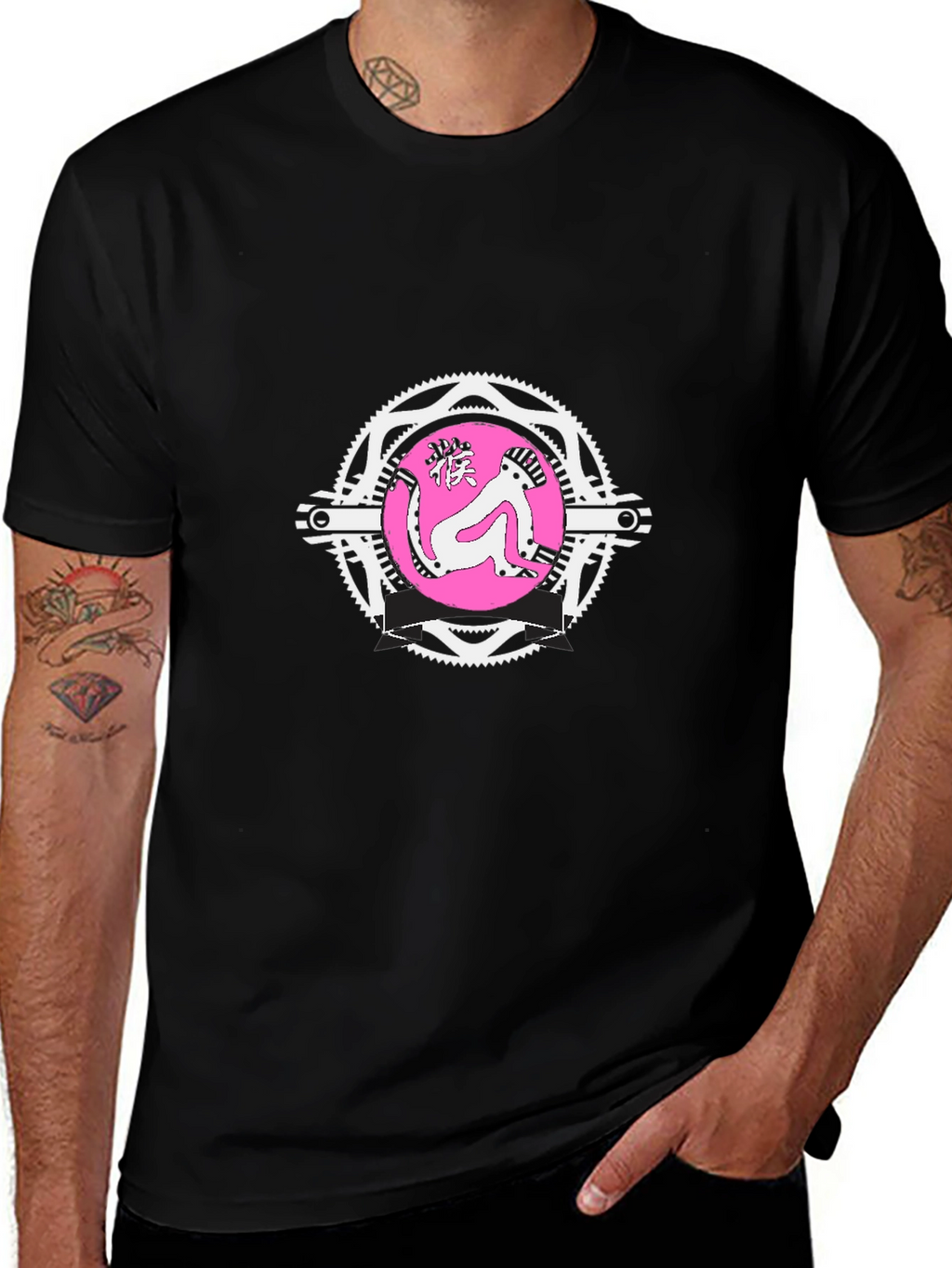 Monkey Graphic Tee - Quirky Mens Black T-Shirt