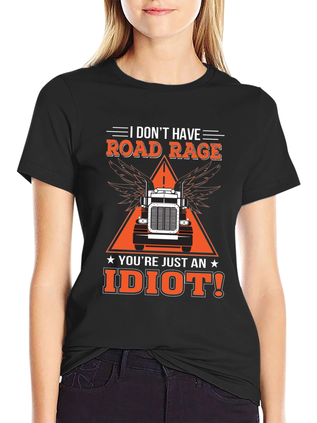 Road Rage Trucker Graphic Tee - Idiot Slogan