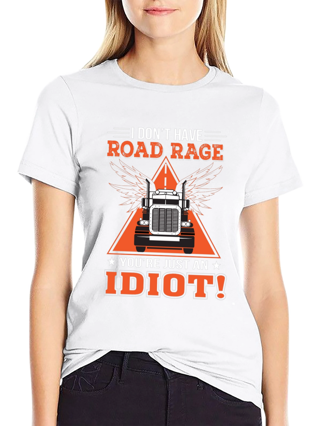 Road Rage Trucker Graphic Tee - Idiot Slogan