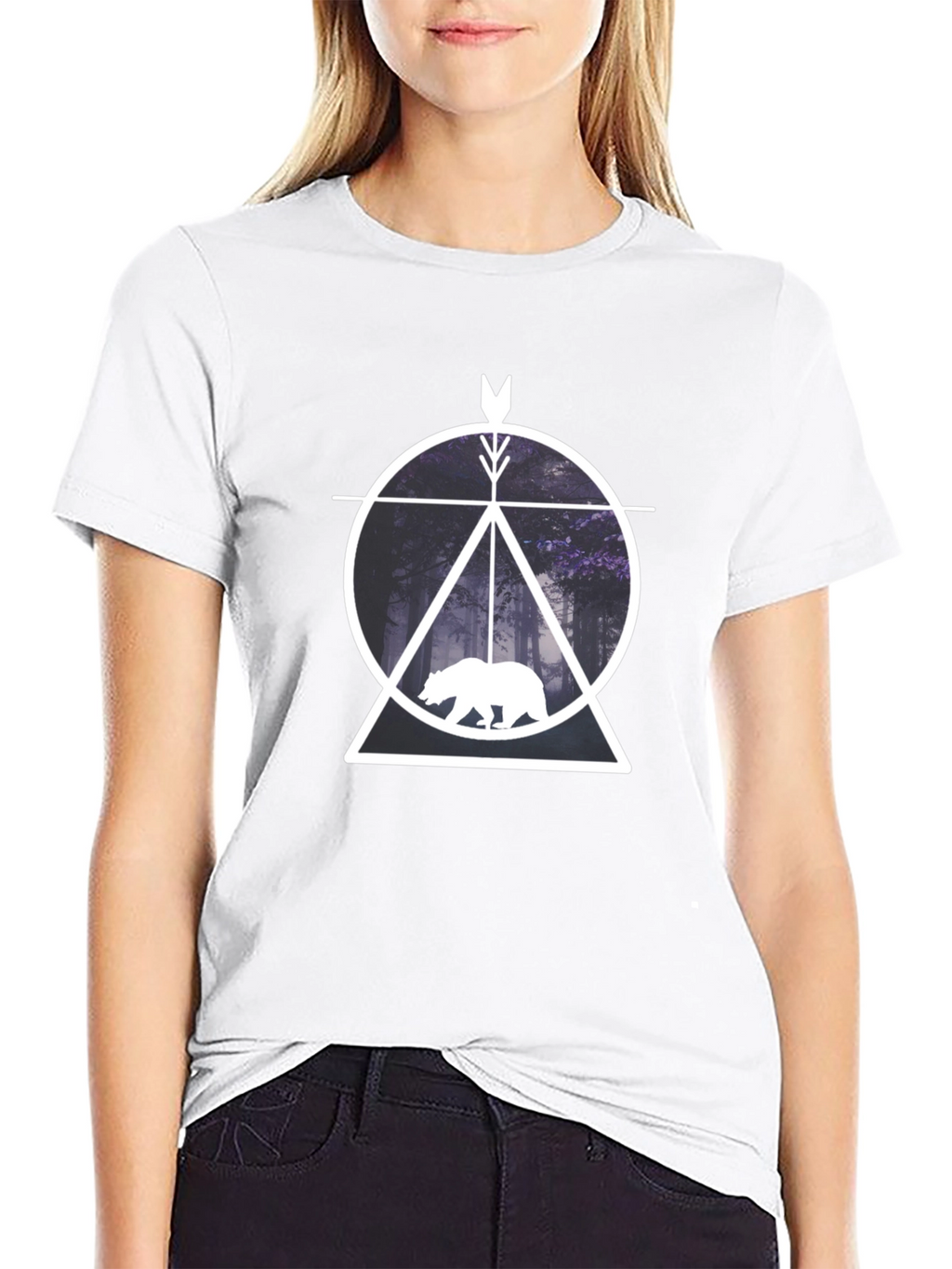 Geometric Bear Forest Graphic Tee
