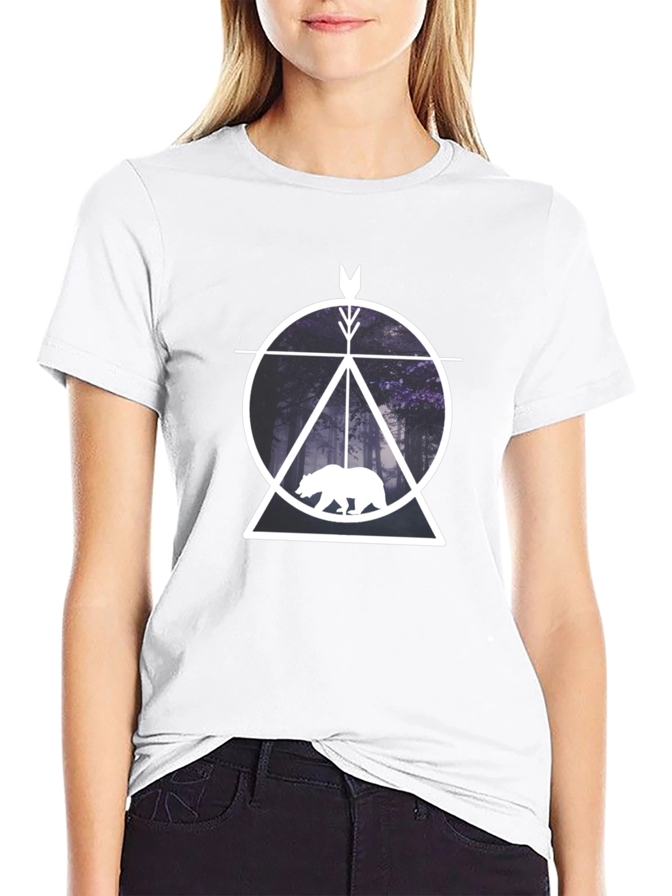 Geometric Bear Forest Graphic Tee