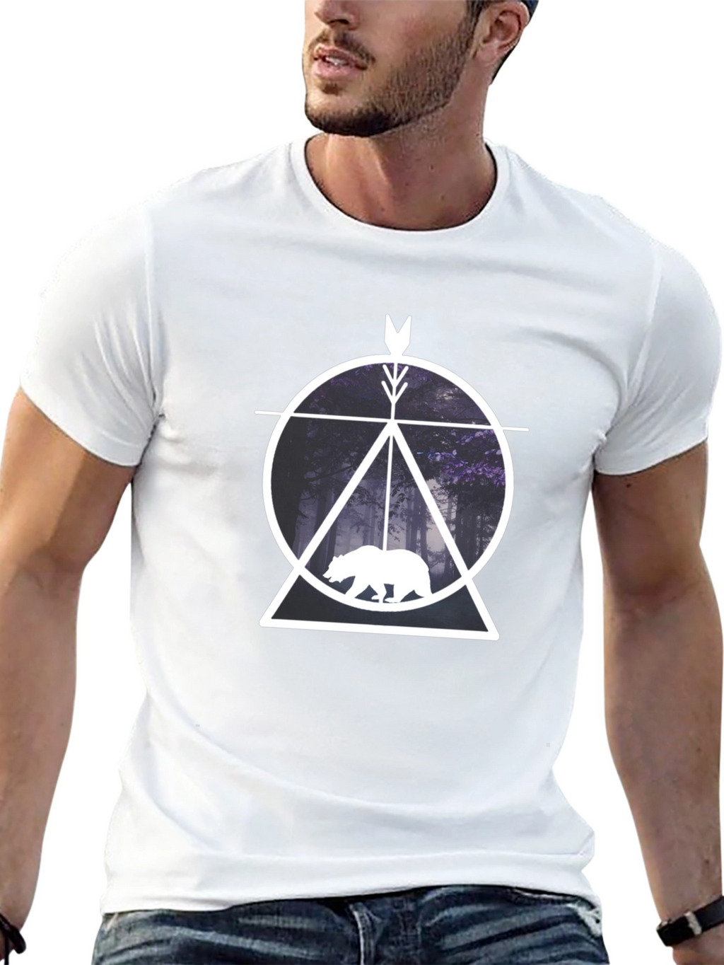 Geometric Bear Forest Graphic Tee