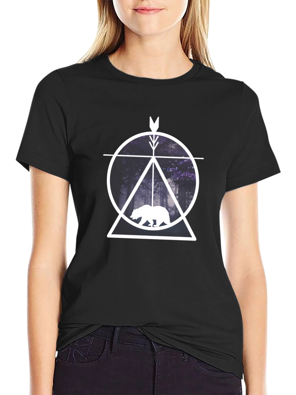 Geometric Bear Forest Graphic Tee