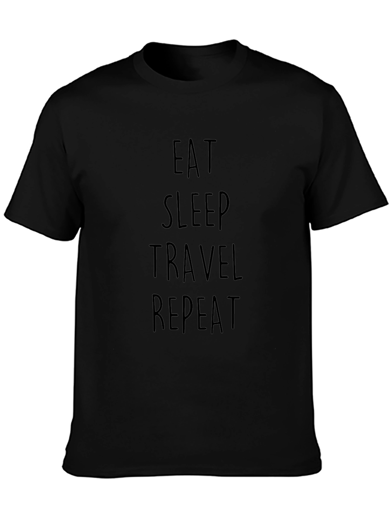 Eat Sleep Travel Repeat Graphic Tee - Casual Black T-Shirt