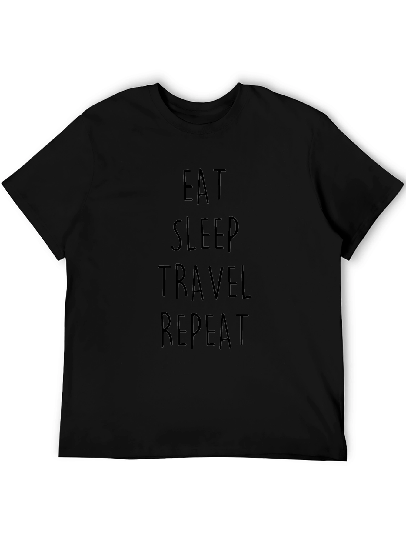 Eat Sleep Travel Repeat Graphic Tee - Casual Black T-Shirt