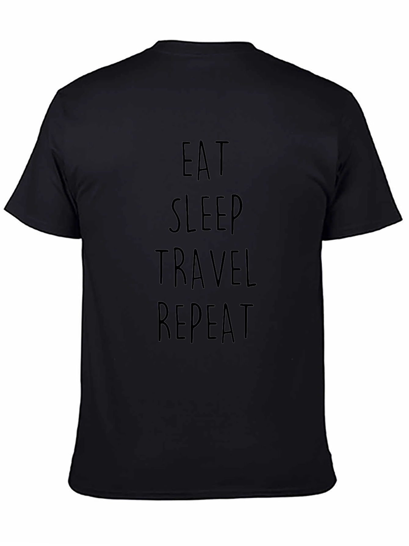 Eat Sleep Travel Repeat Graphic Tee - Casual Black T-Shirt