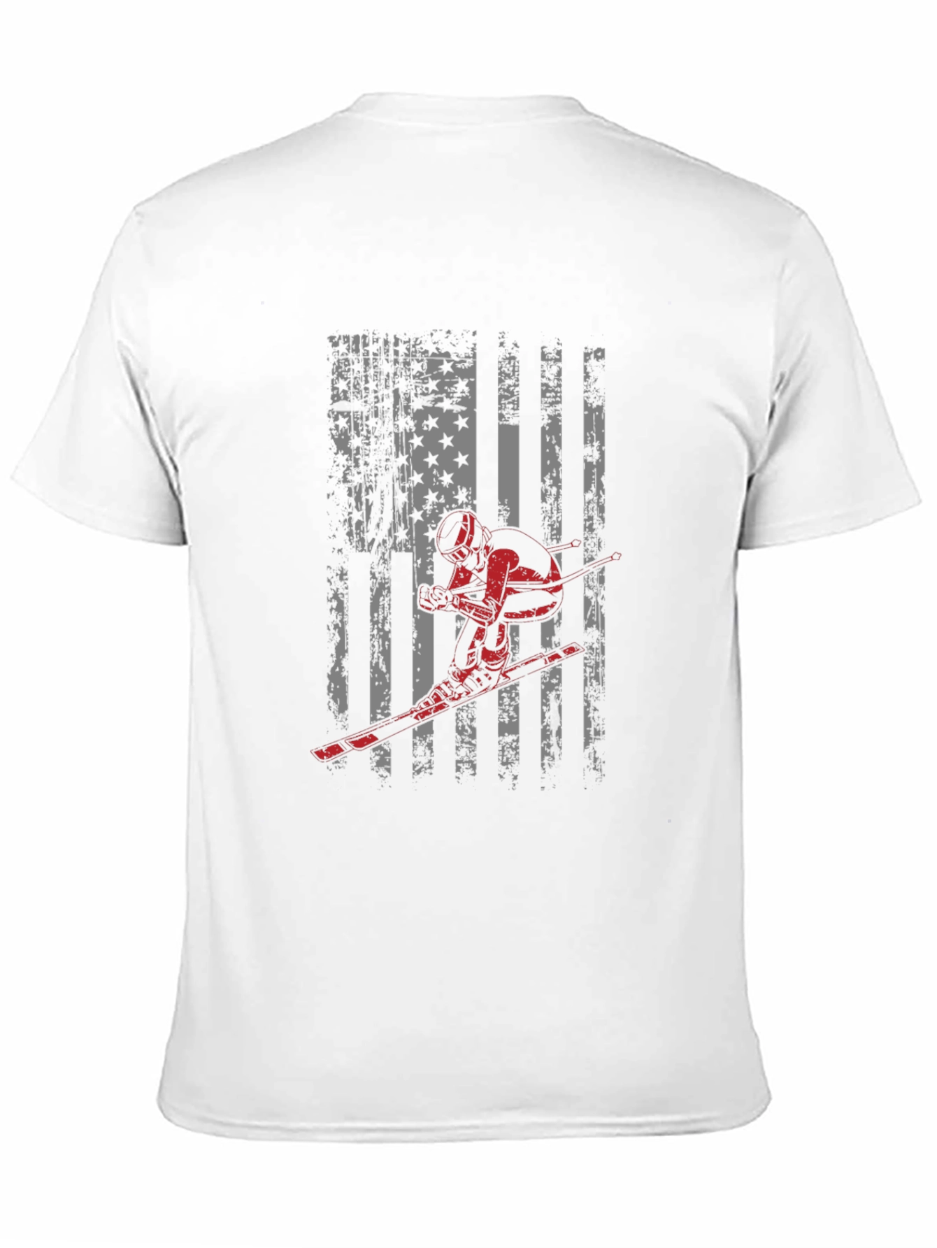 American Flag Skier Graphic Tee - Patriotic USA Pride Shirt