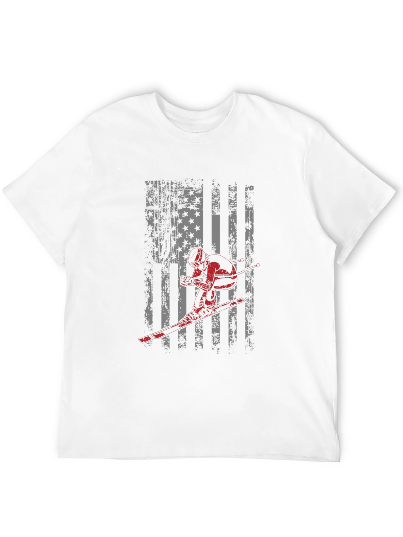 American Flag Skier Graphic Tee - Patriotic USA Pride Shirt