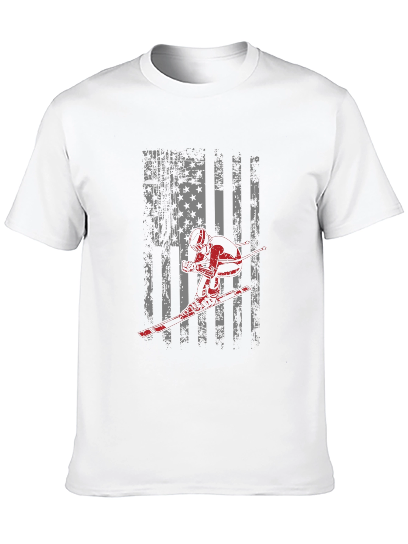 American Flag Skier Graphic Tee - Patriotic USA Pride Shirt