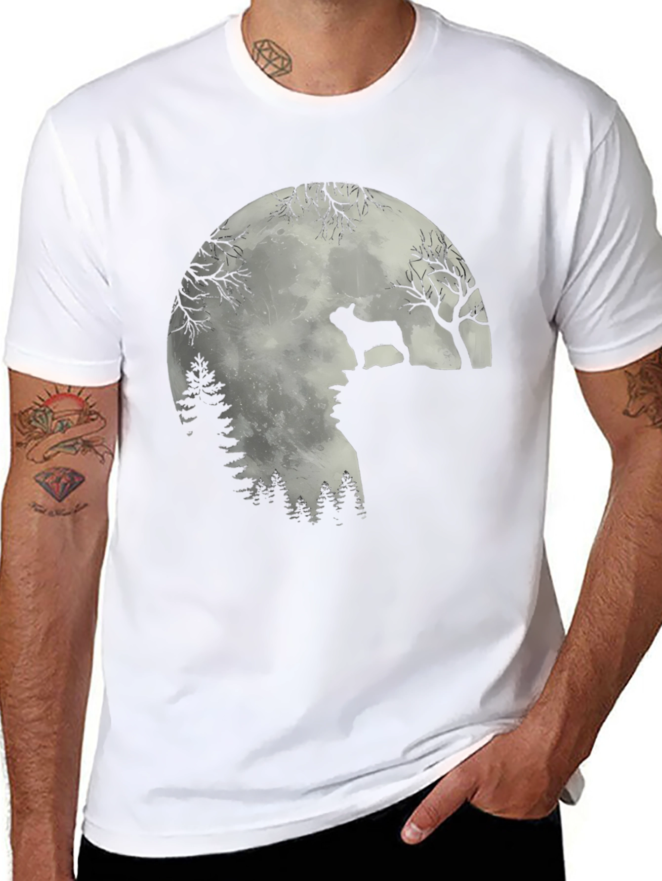 Dog Silhouette Moon T-Shirt