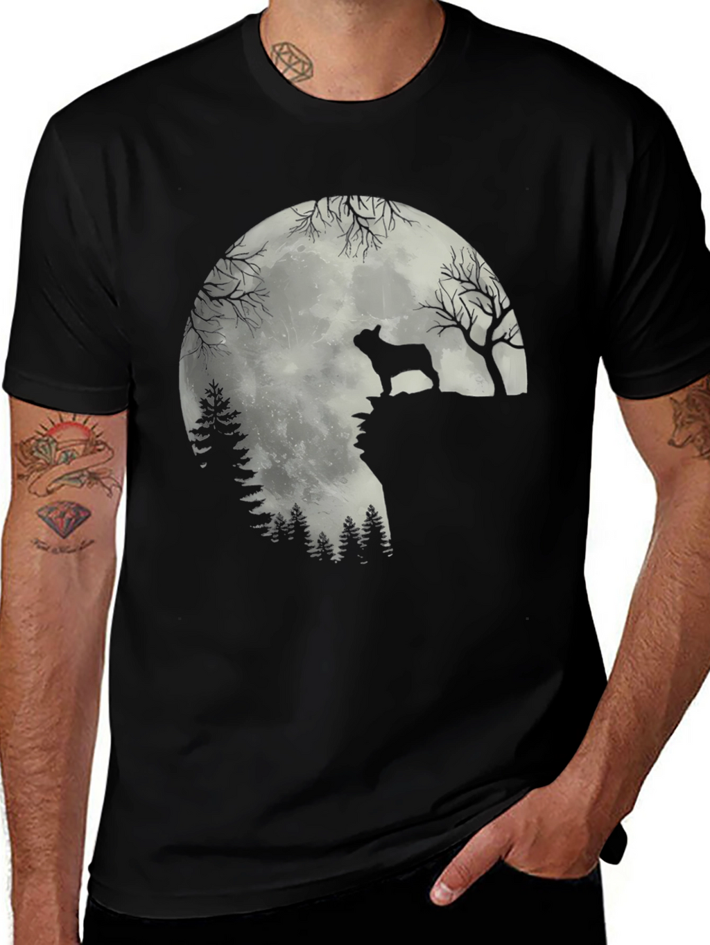 Dog Silhouette Moon T-Shirt