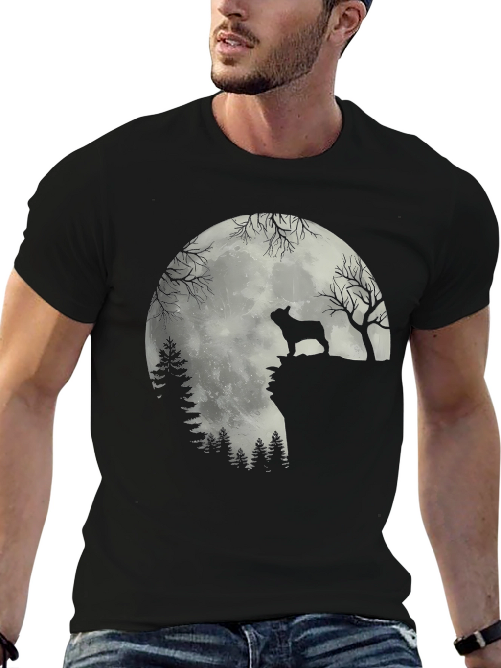 Dog Silhouette Moon T-Shirt