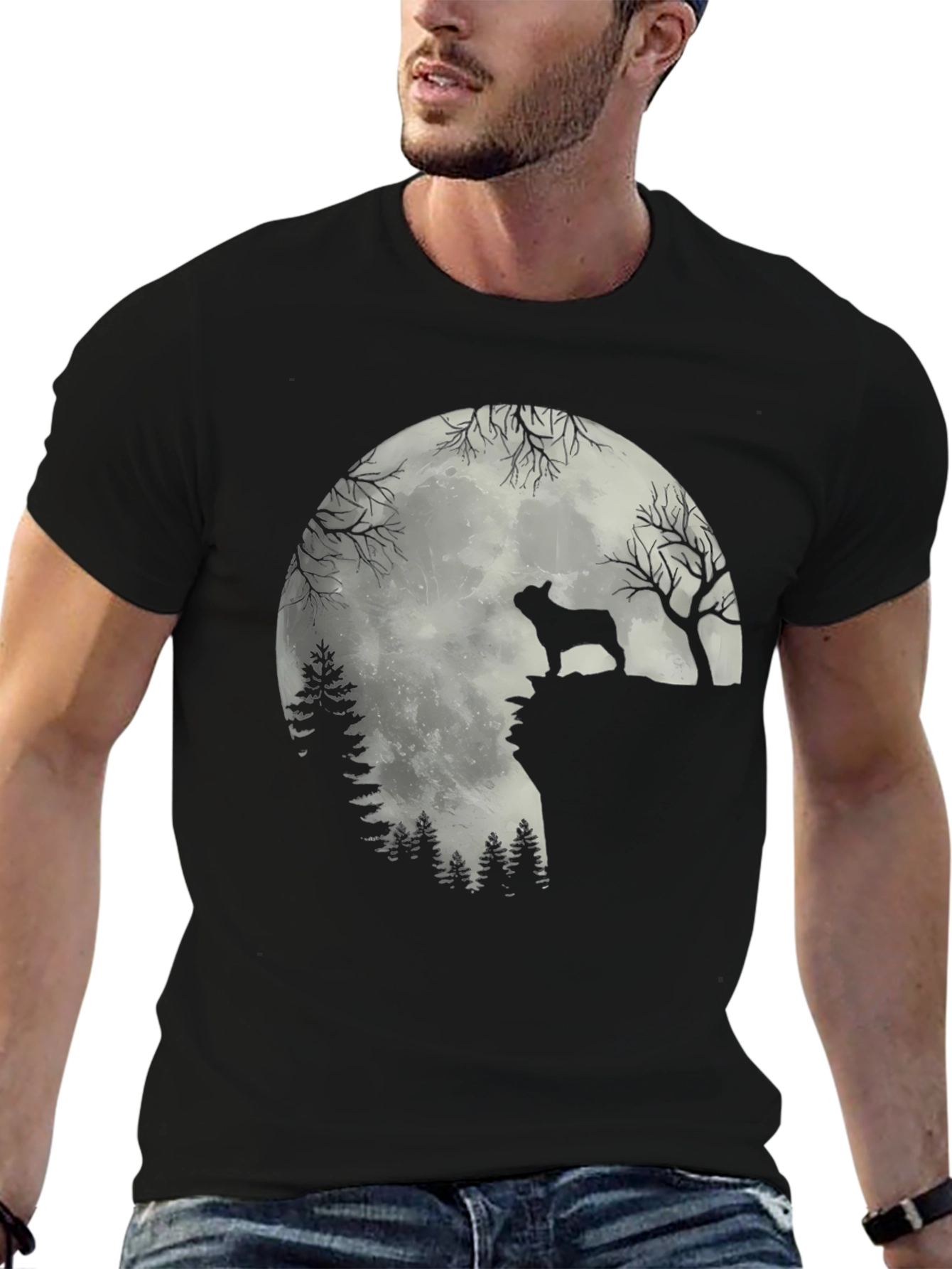 Dog Silhouette Moon T-Shirt