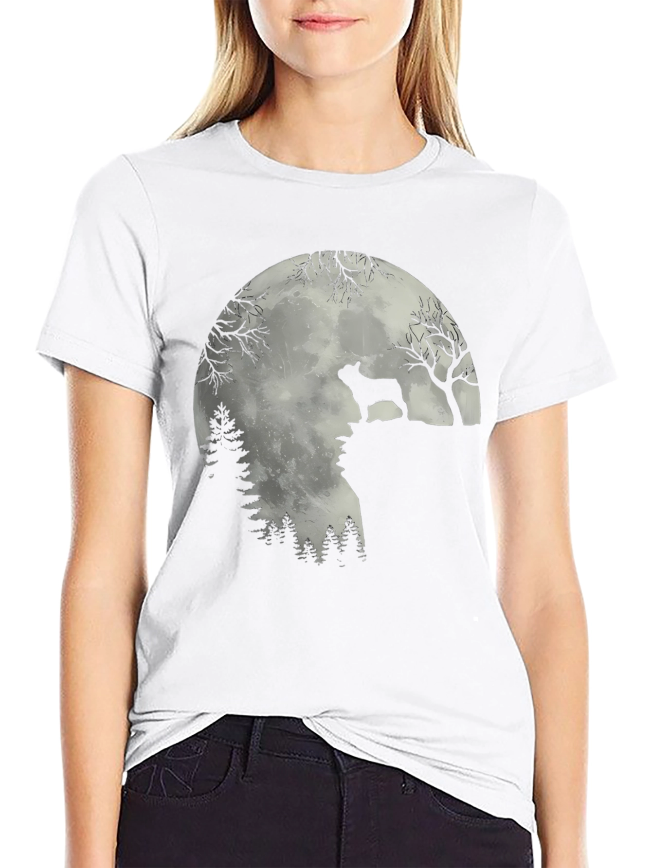 Dog Silhouette Moon T-Shirt