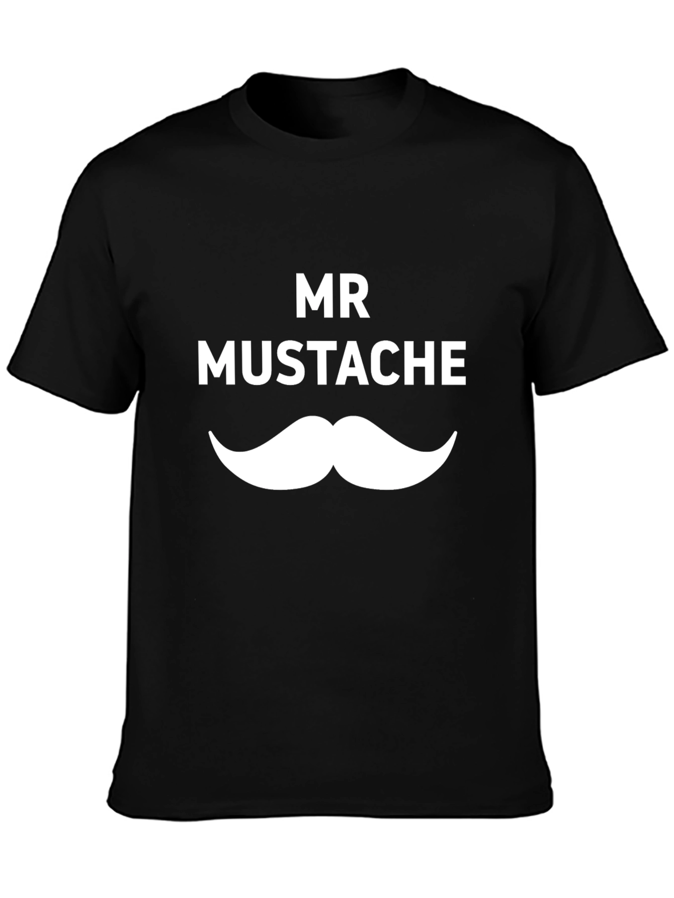 Mr. Mustache Graphic Print Black T-Shirt