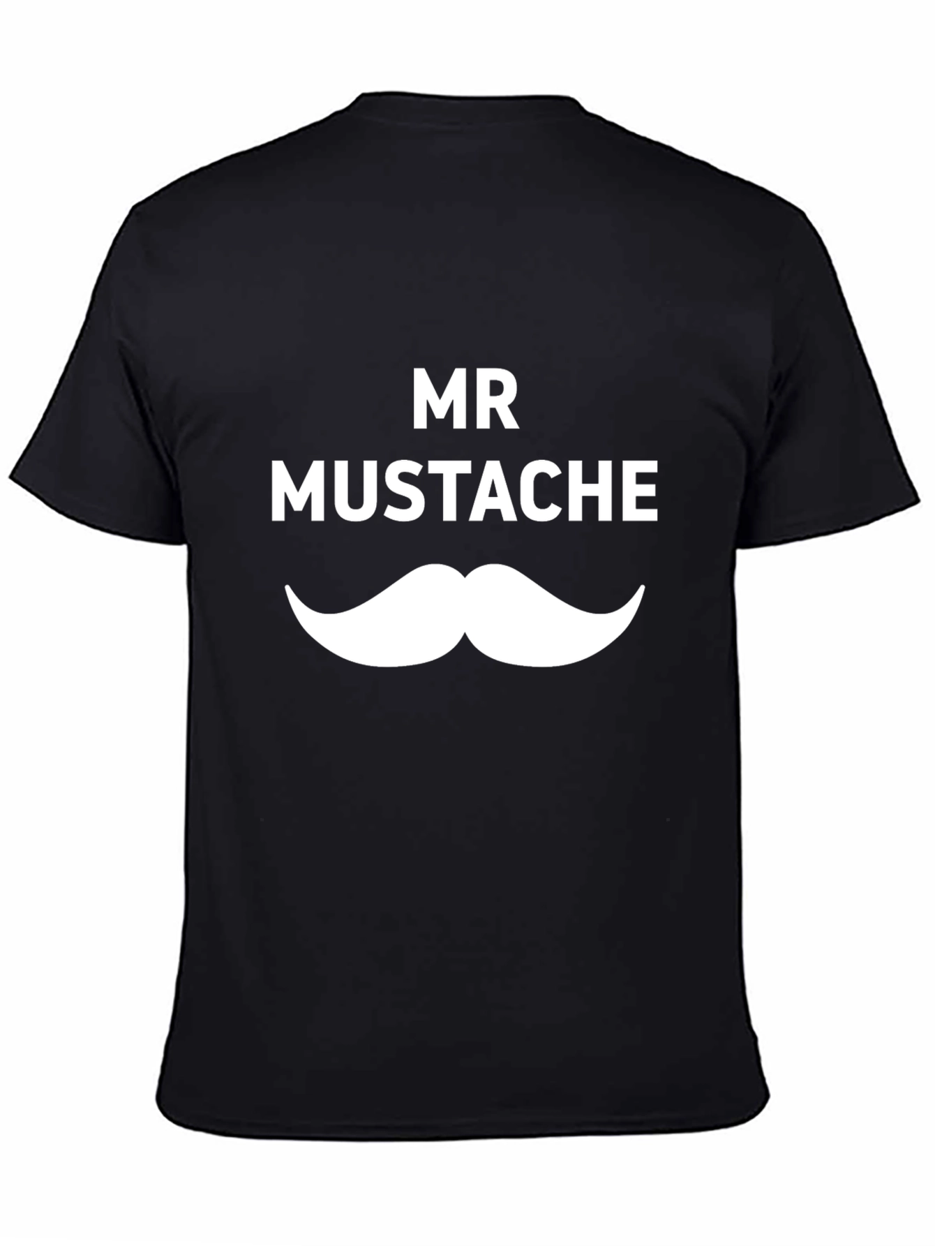 Mr. Mustache Graphic Print Black T-Shirt