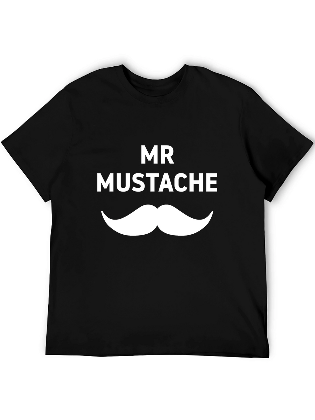 Mr. Mustache Graphic Print Black T-Shirt
