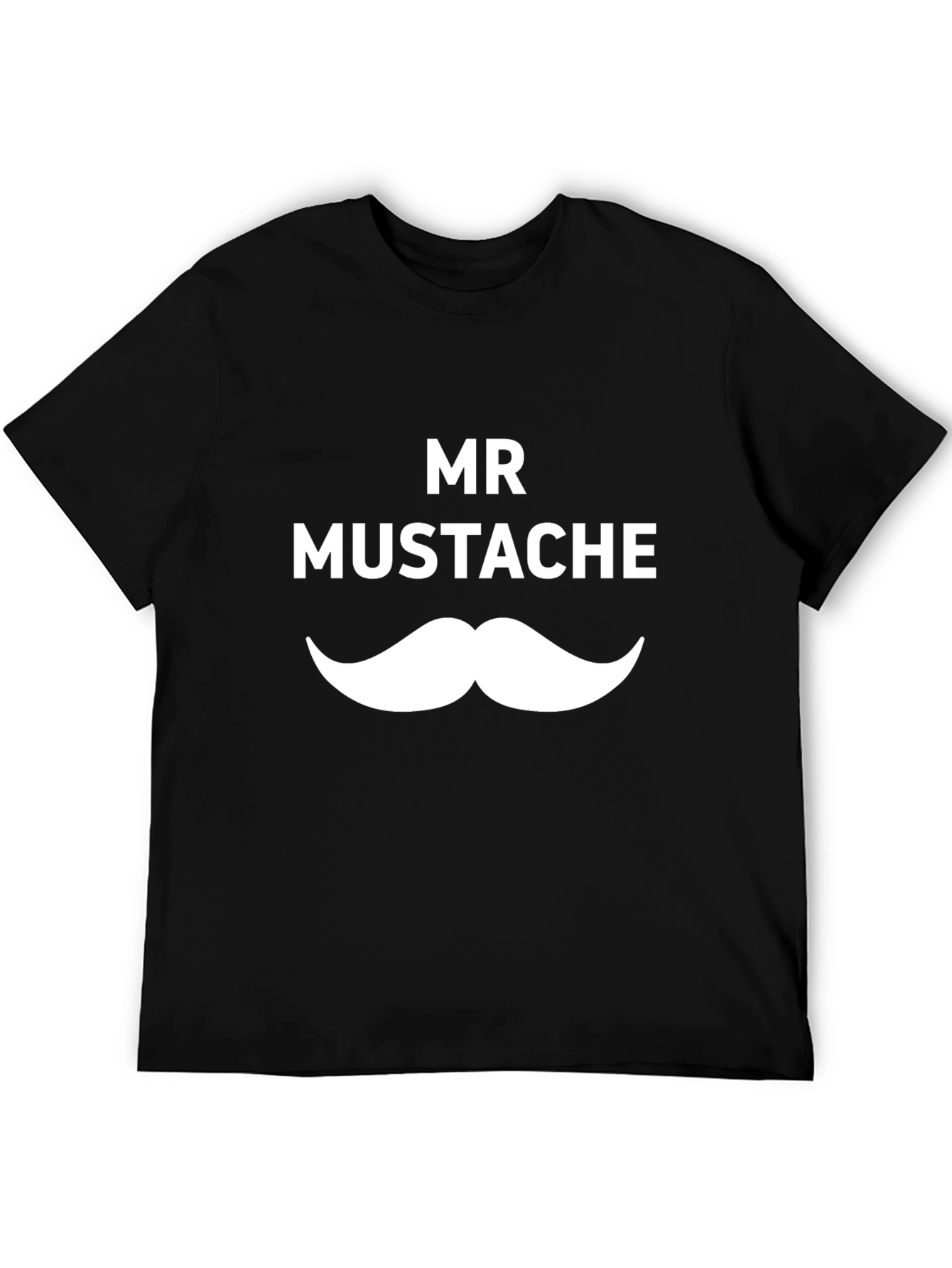 Mr. Mustache Graphic Print Black T-Shirt