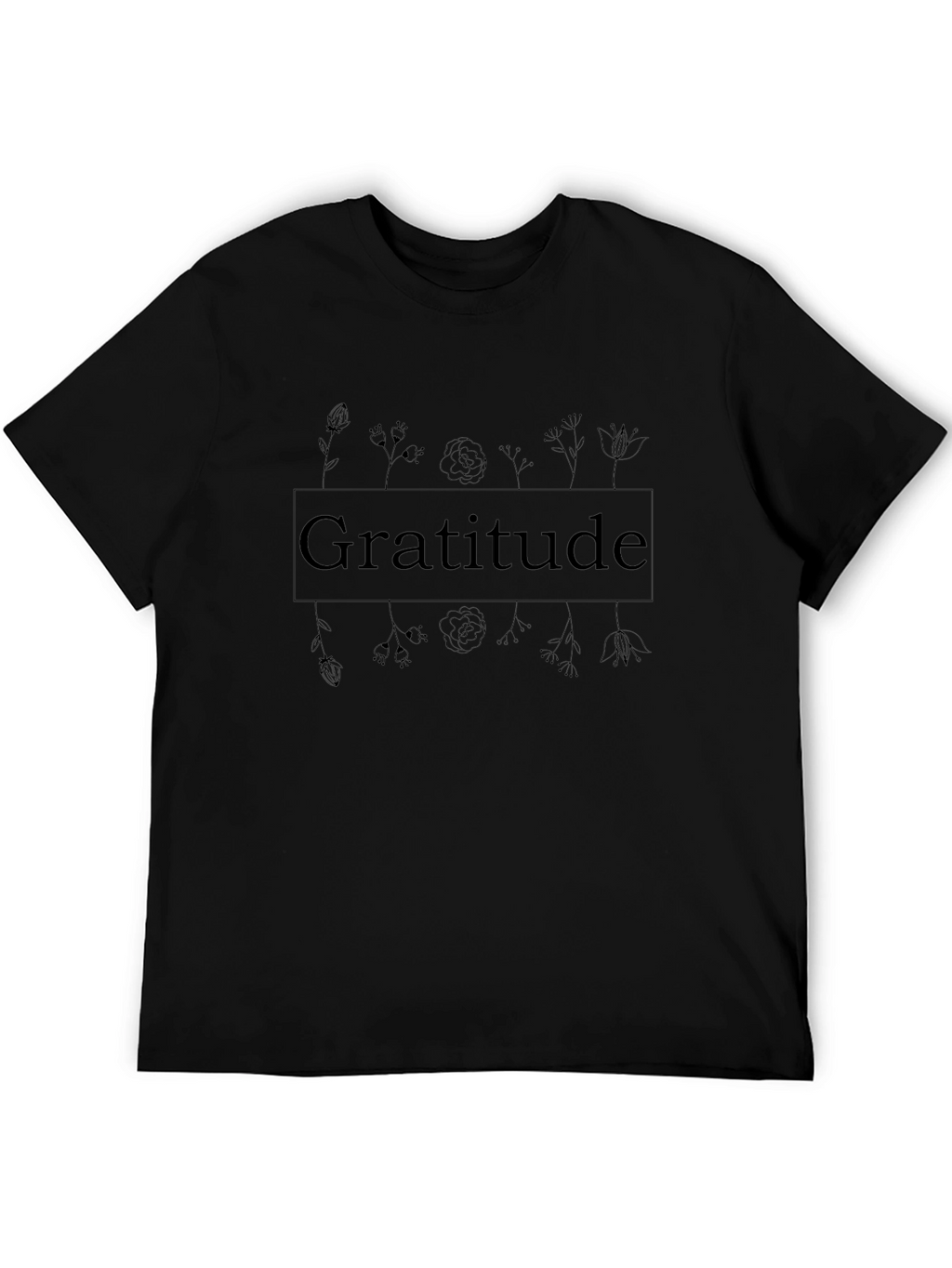 Gratitude Floral T-Shirt - Black
