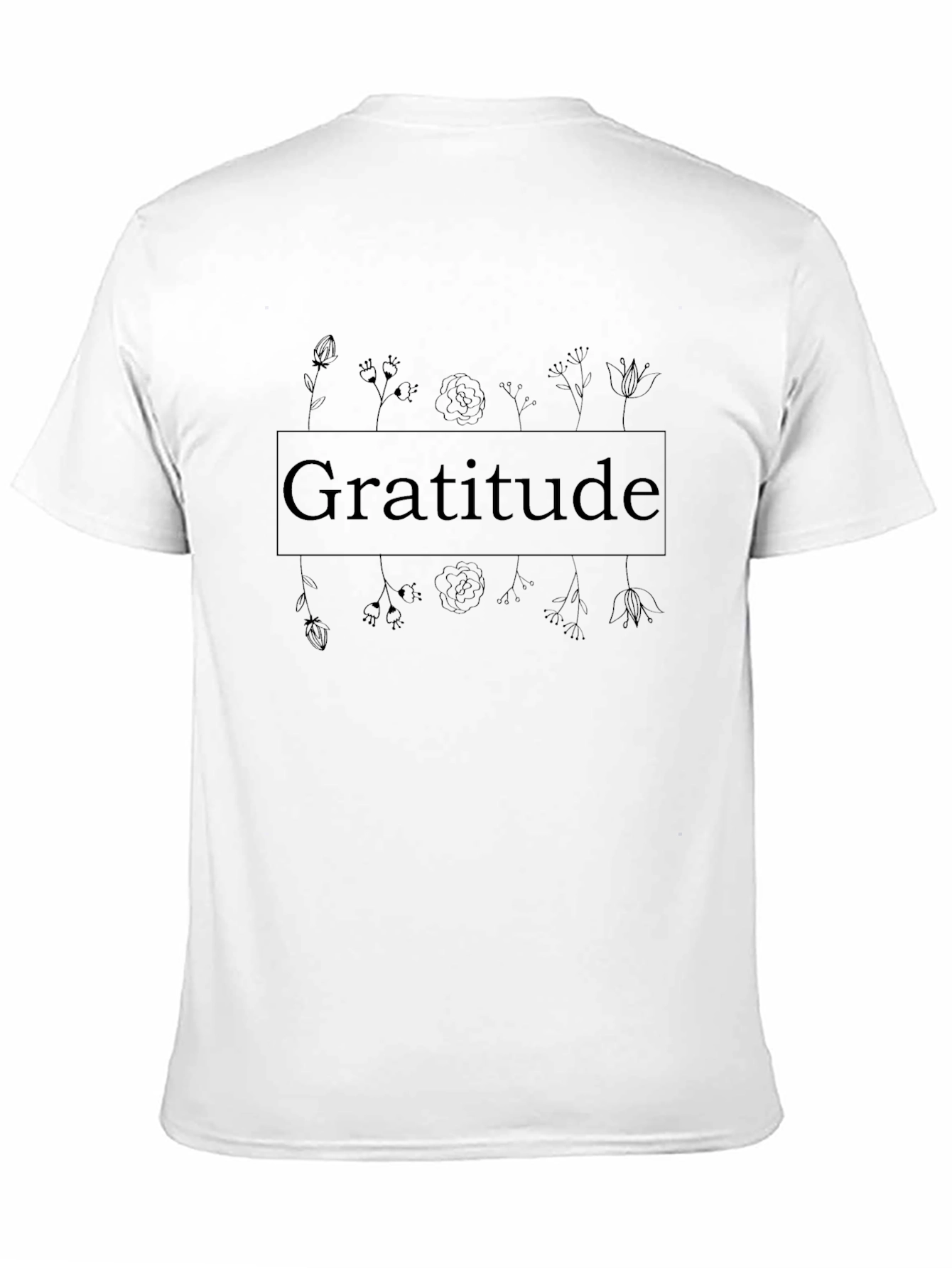 Gratitude Floral T-Shirt - Black