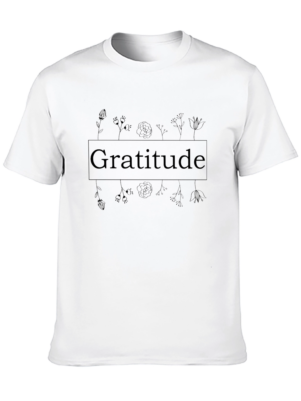 Gratitude Floral T-Shirt - Black