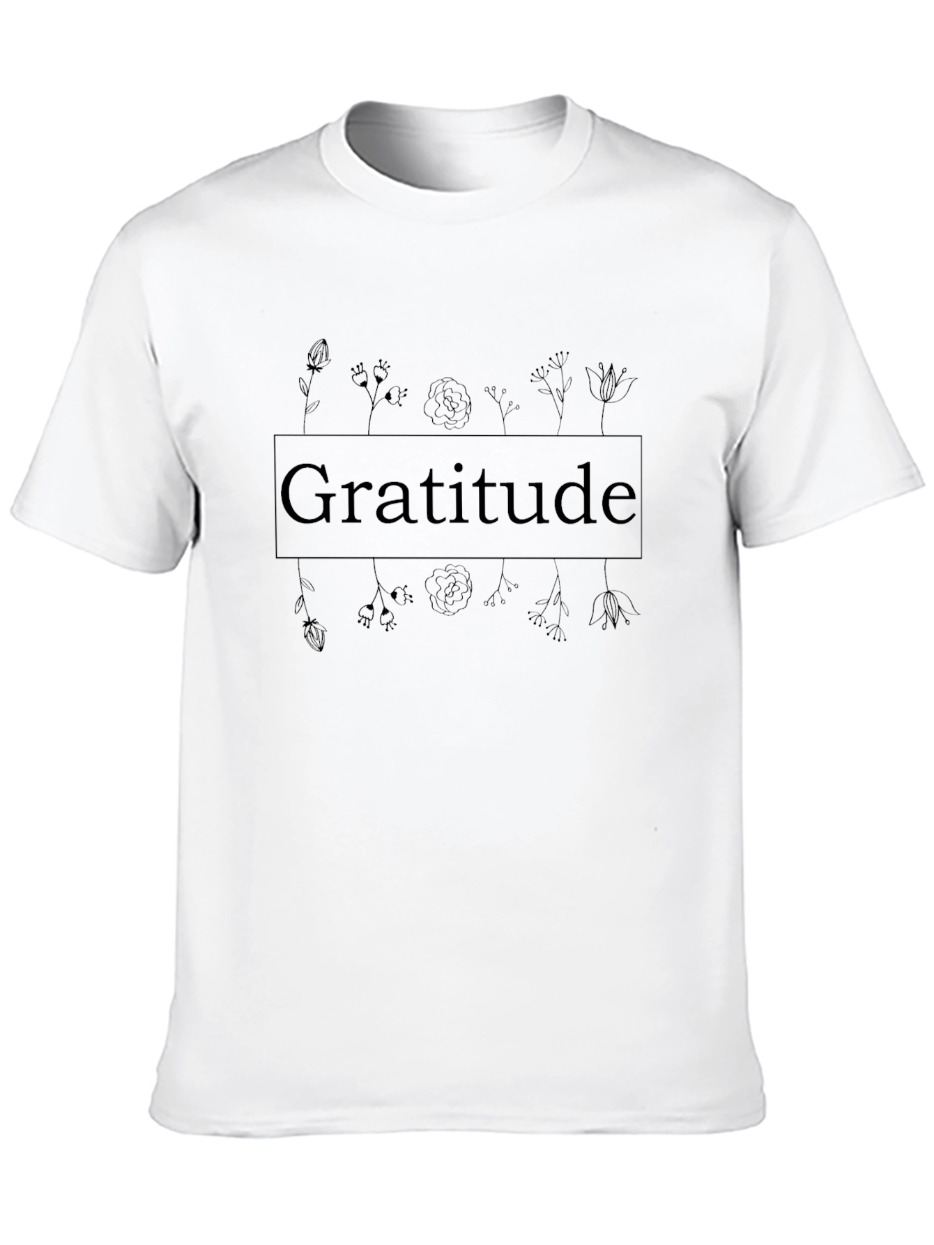 Gratitude Floral T-Shirt - Black