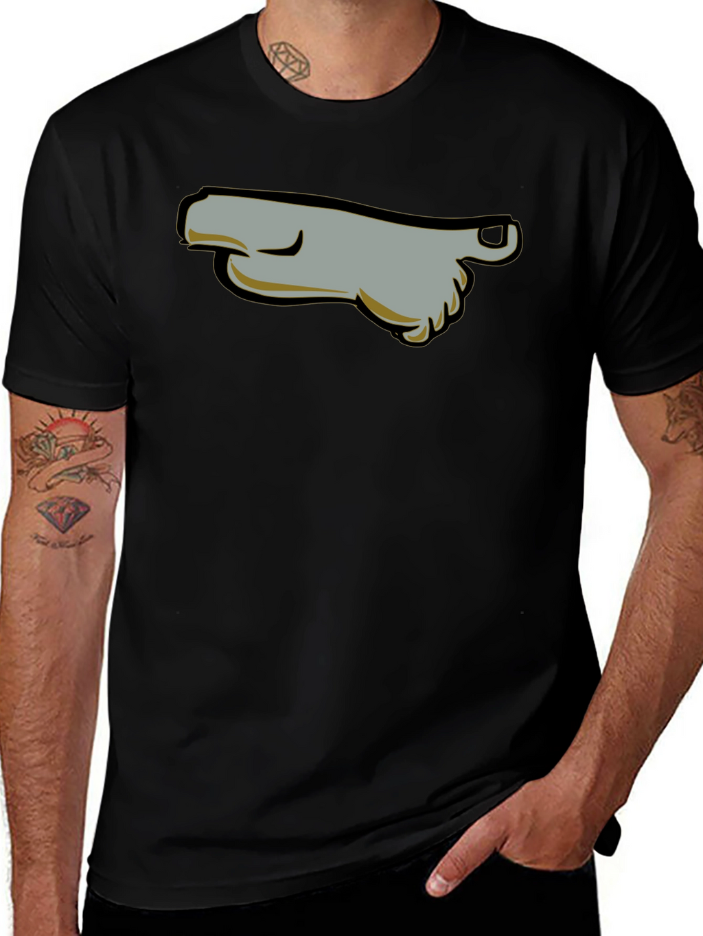 Cartoon Foot T-Shirt - Black Graphic Tee