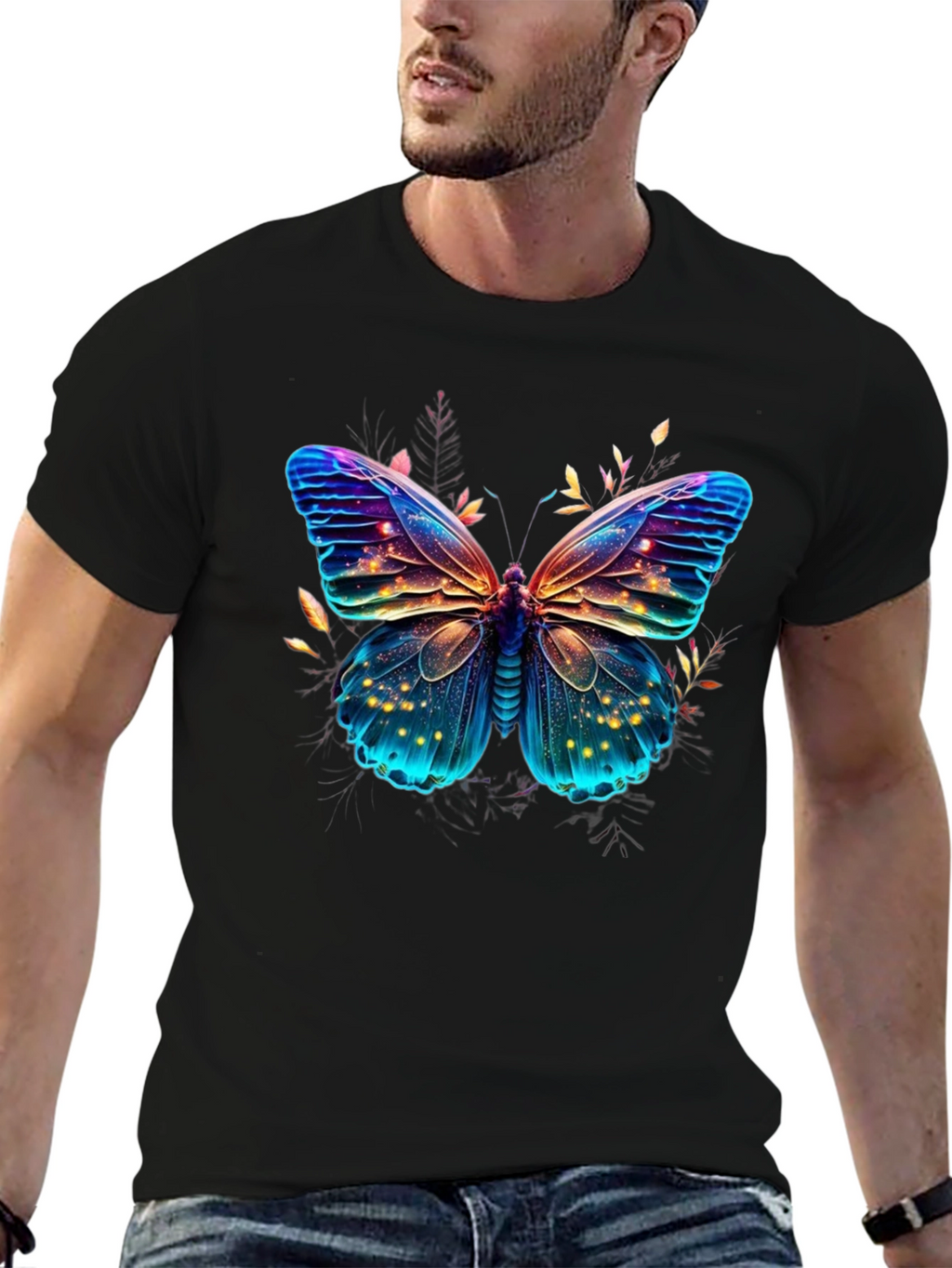 Butterfly Graphic Print Mens T-Shirt