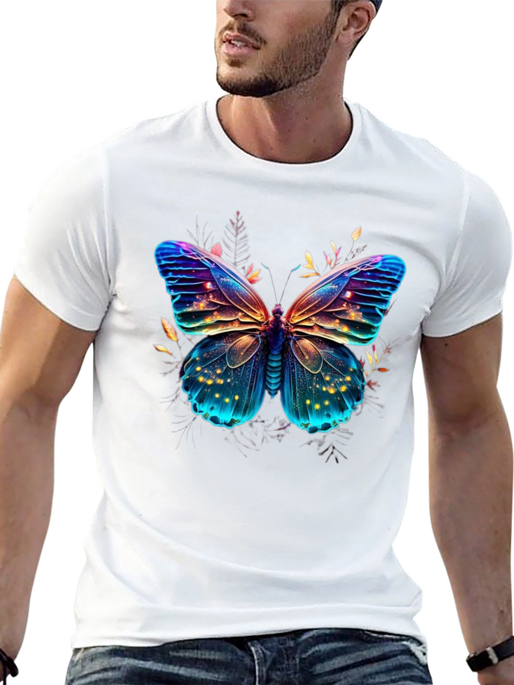 Butterfly Graphic Print Mens T-Shirt