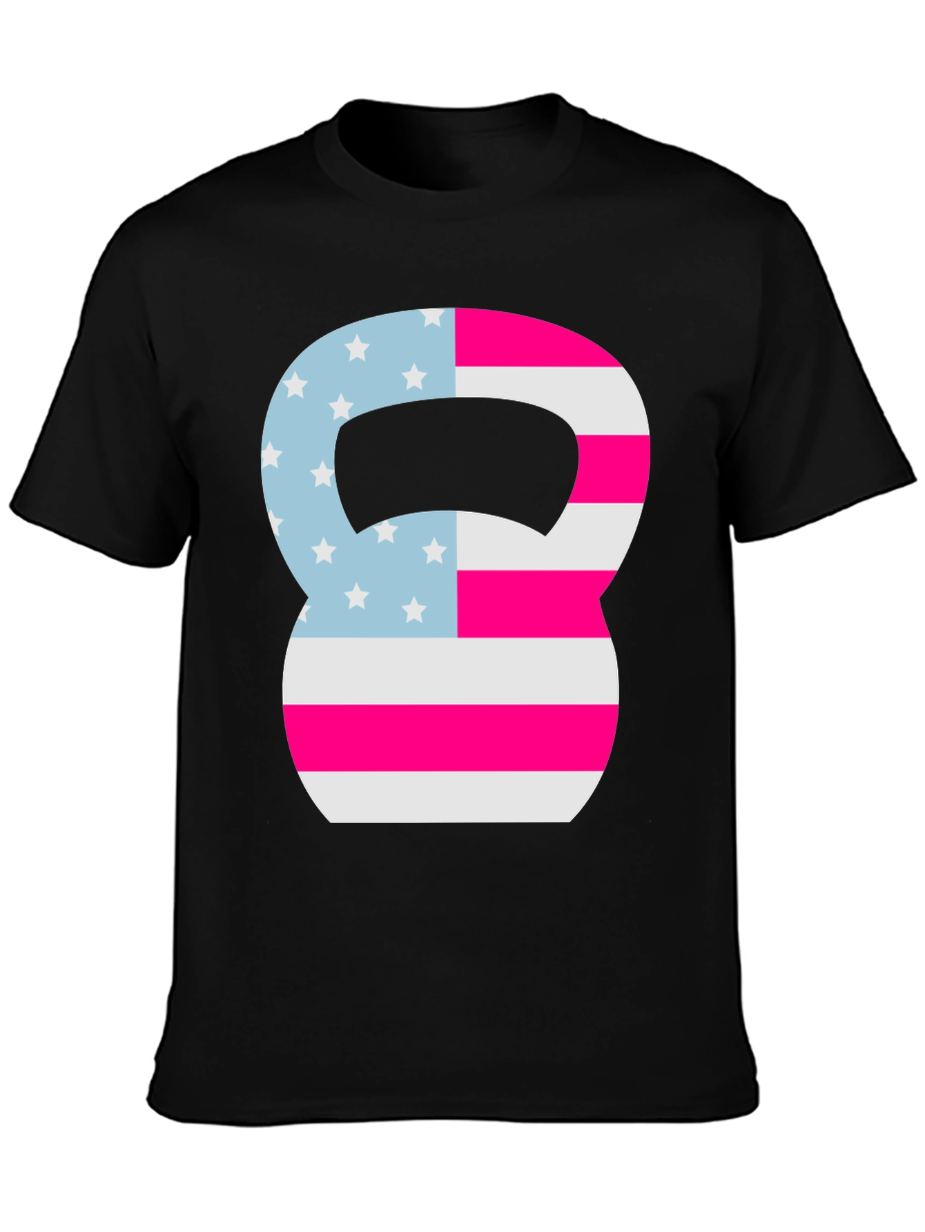 Patriotic Kettlebell Graphic Tee - Fitness USA Flag Shirt
