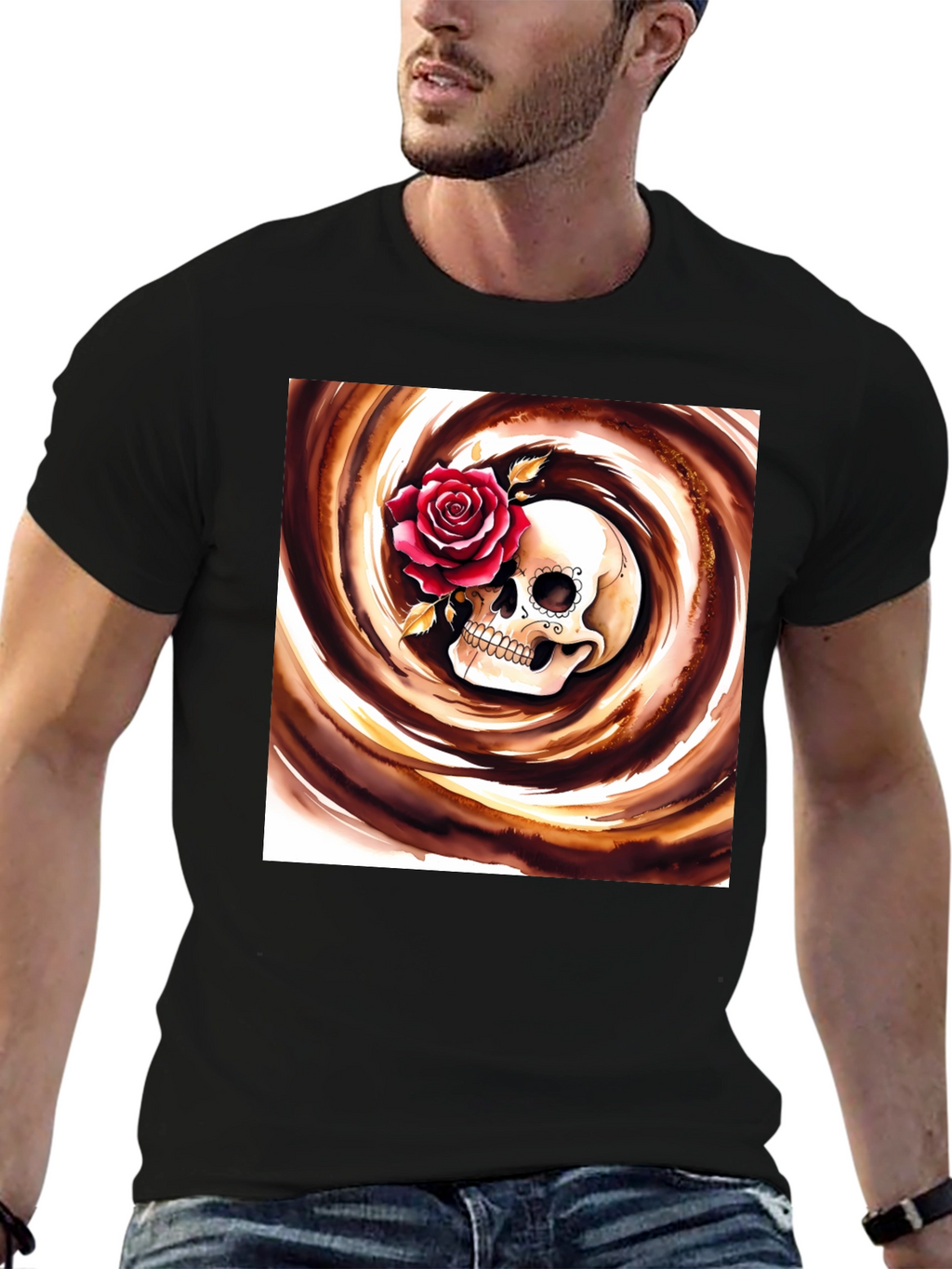 Skull & Rose Graphic Tee - Stylish Unisex T-Shirt