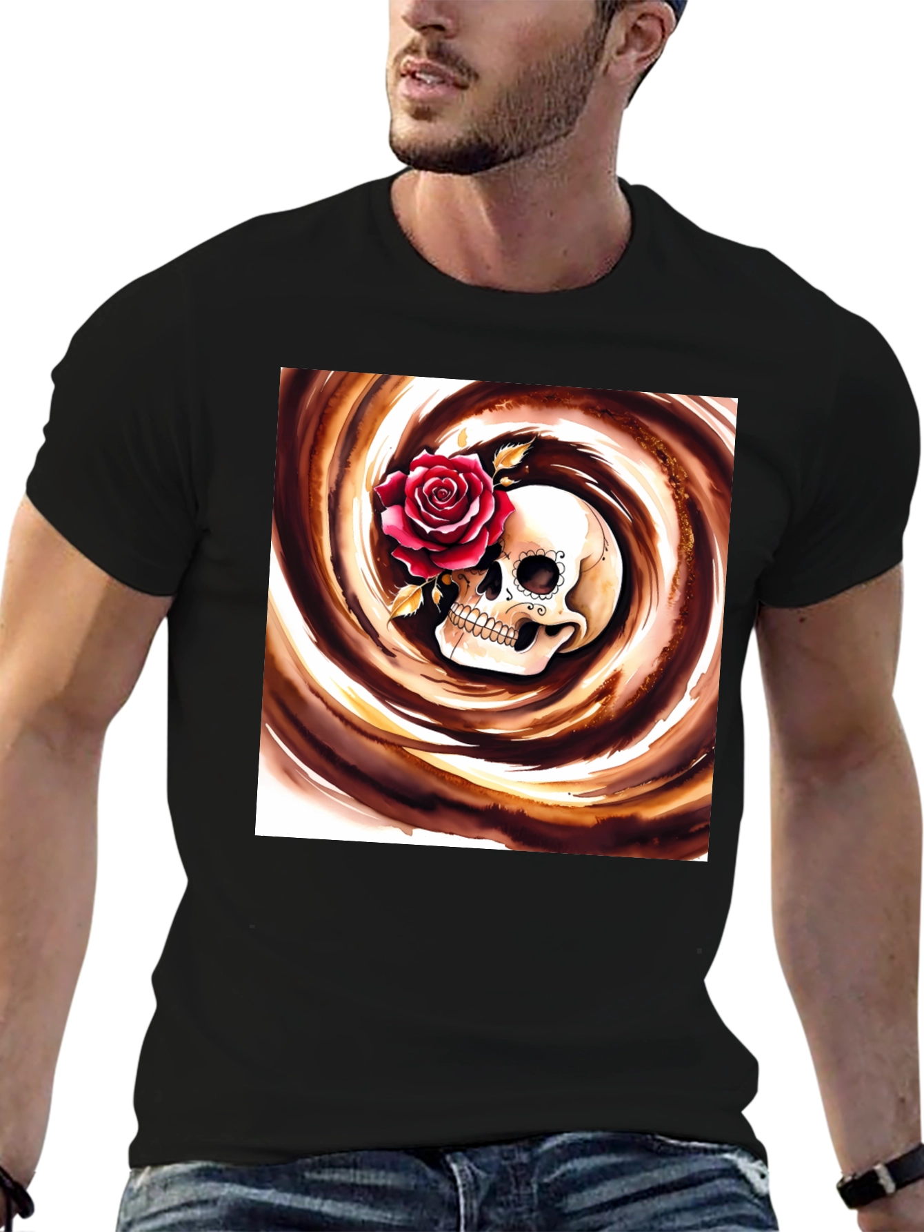 Skull & Rose Graphic Tee - Stylish Unisex T-Shirt