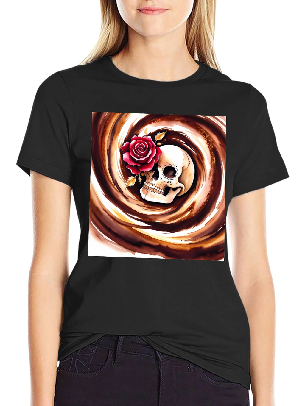Skull & Rose Graphic Tee - Stylish Unisex T-Shirt