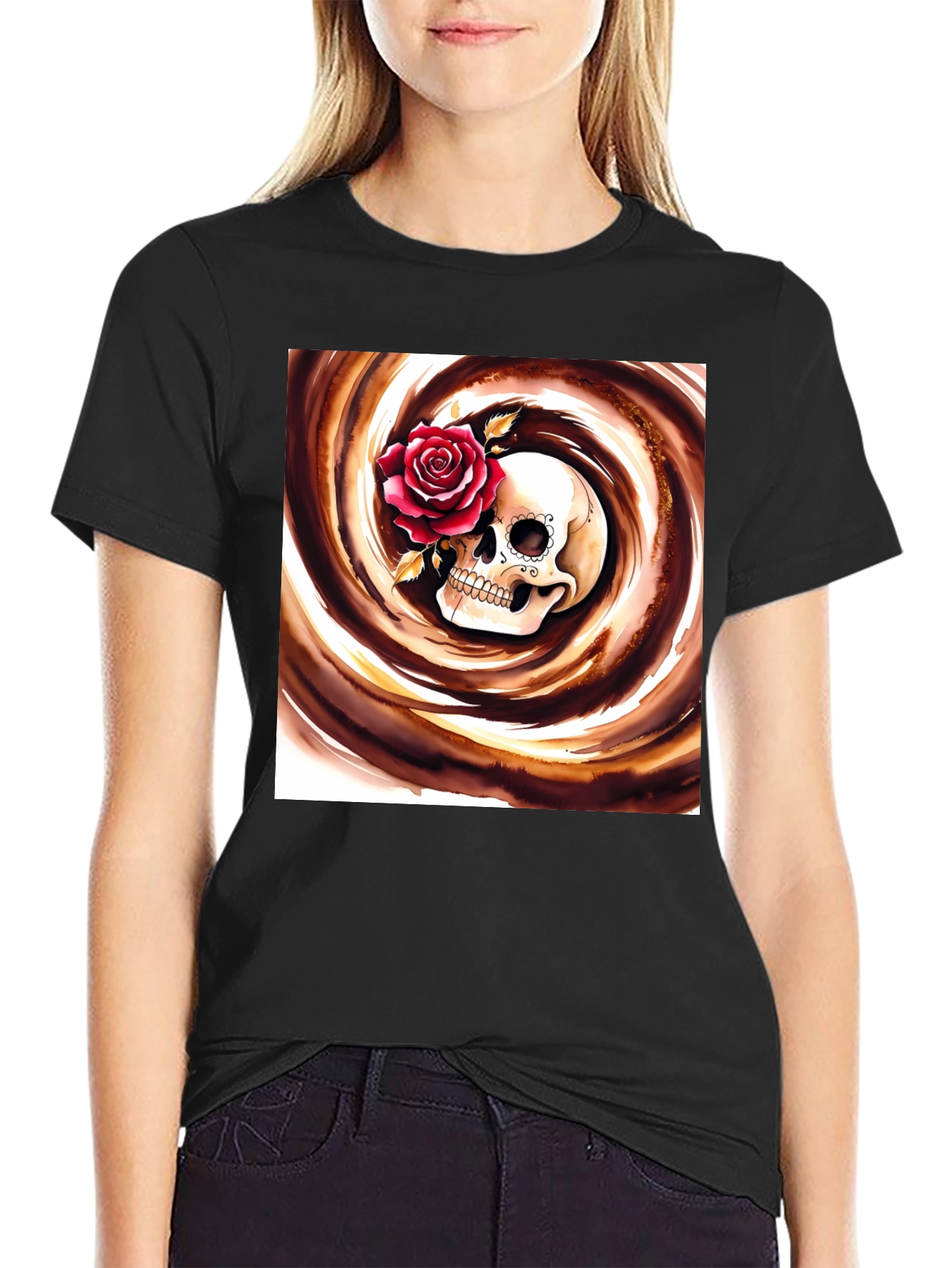 Skull & Rose Graphic Tee - Stylish Unisex T-Shirt