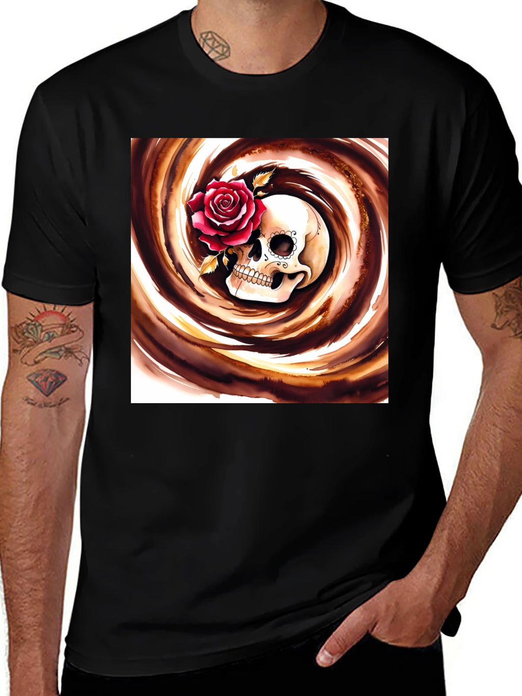 Skull & Rose Graphic Tee - Stylish Unisex T-Shirt
