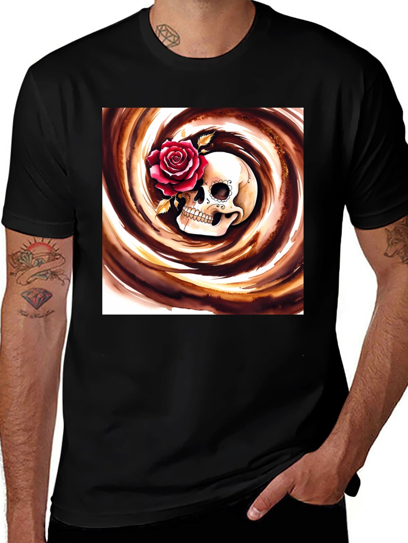 Skull & Rose Graphic Tee - Stylish Unisex T-Shirt
