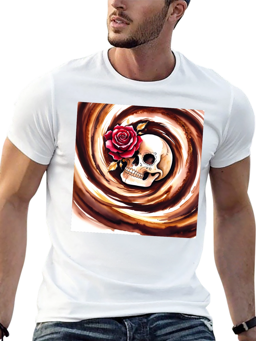 Skull & Rose Graphic Tee - Stylish Unisex T-Shirt